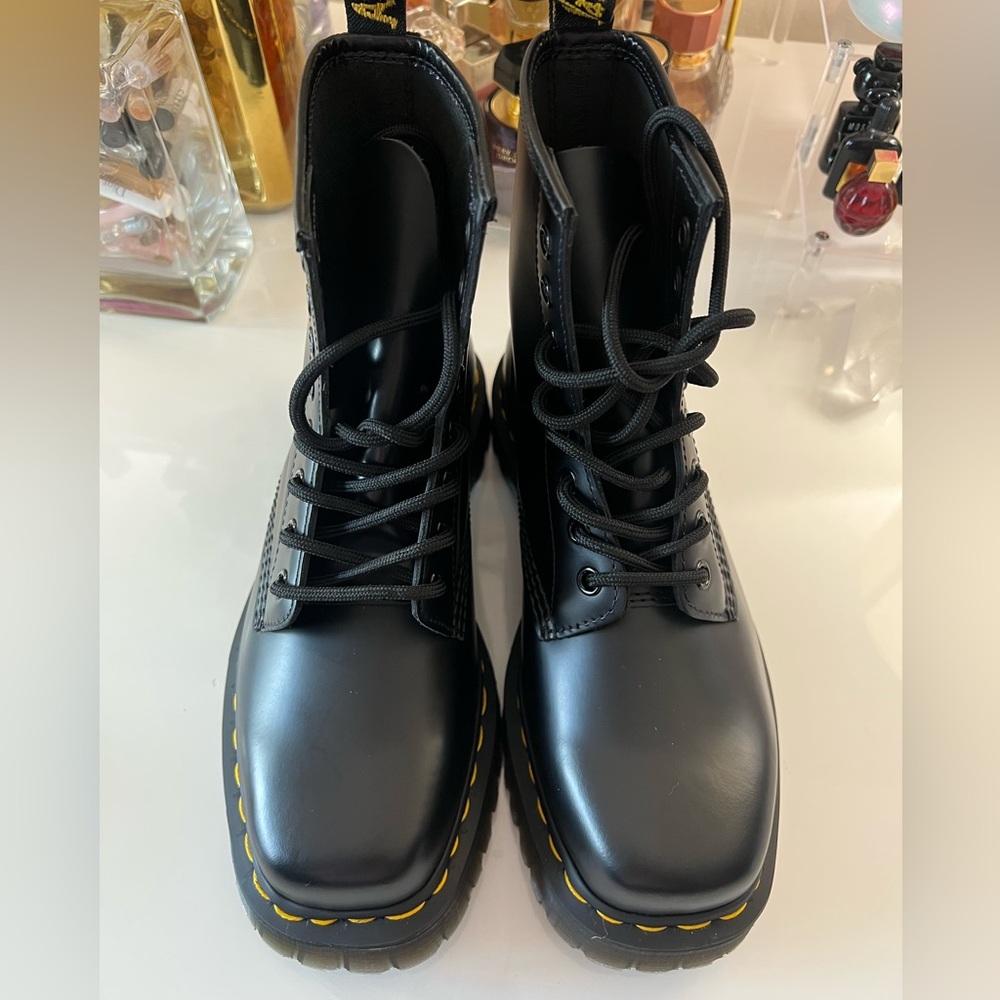 Dr Martens 1460 Bex Squared Toe Smooth Leather Lace Up Boots Black Size 6